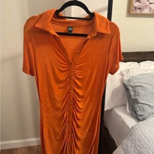 Orange Button-Down Dress